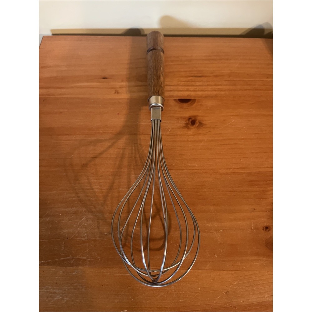 Bonny Wood Handle Balloon Whisk 70s Japan Stainless Steel Vintage 11 Inches